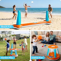 JOYIN Inflatable Pool Float Set Volleyball Net & Basketball Hoops, Balls Included for Kids and Adults Swimming Game Toy, Summer Floaties, Volleyball Court |Basketball Quick Pick Grocers