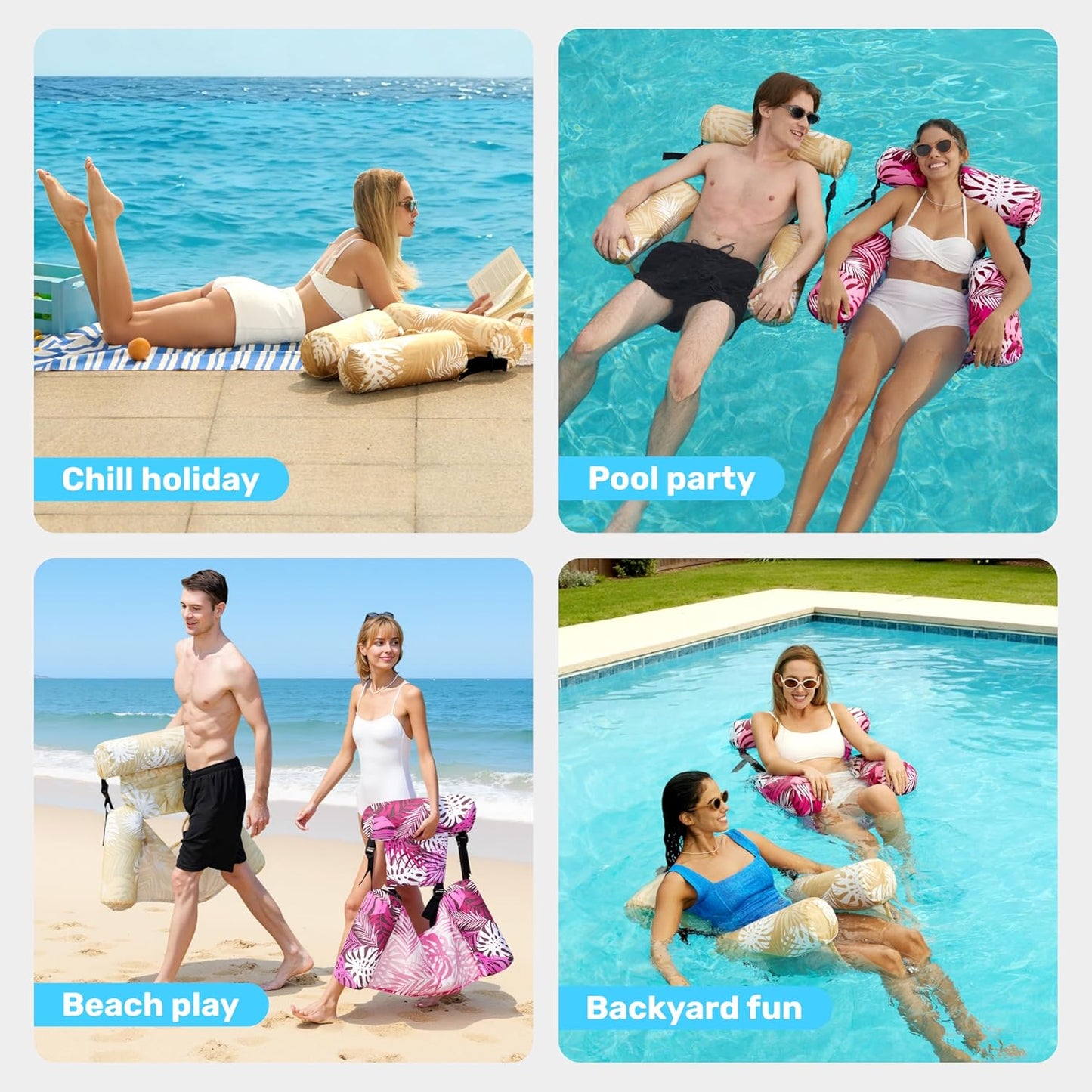 SLOOSH Inflatable Pool Floats Adult,2 Packs Floating Lounge Chairs,Blow up Pool Noodles for Adult Heavy Duty,Floating Chair for Party Summer Water Beach Lake Fun Quick Pick Grocers
