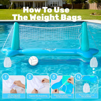 JOYIN Inflatable Pool Float Set Volleyball Net & Basketball Hoops, Balls Included for Kids and Adults Swimming Game Toy, Summer Floaties, Volleyball Court |Basketball Quick Pick Grocers