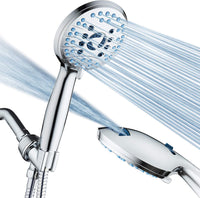 Hotel Spa AquaCare High Pressure 8-mode Handheld Shower Head, Anti-clog Nozzles - Built-in Power Wash to Clean Tub, Tile & Pets, Extra Long 6 ft. Stainless Steel Hose, Wall & Overhead Brackets Quick Pick Grocers