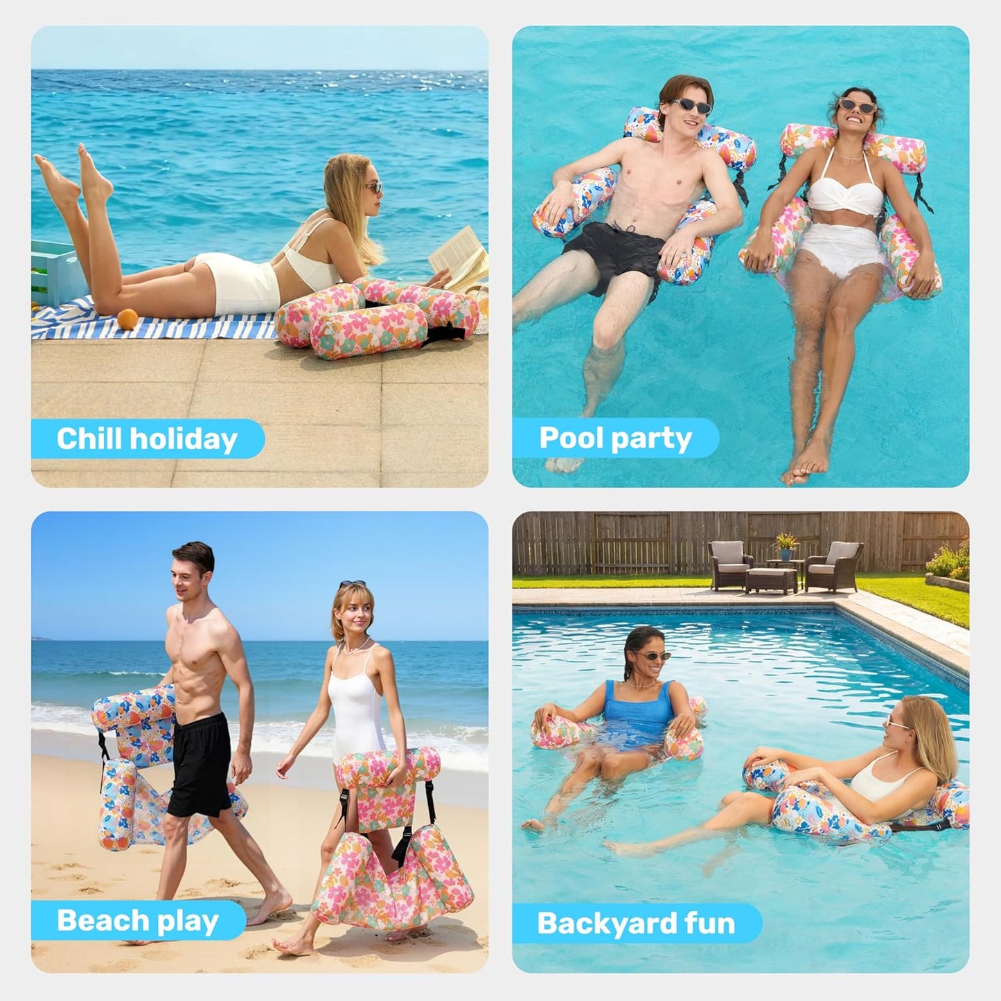 SLOOSH Inflatable Pool Floats Adult,2 Packs Floating Lounge Chairs,Blow up Pool Noodles for Adult Heavy Duty,Floating Chair for Party Summer Water Beach Lake Fun Quick Pick Grocers