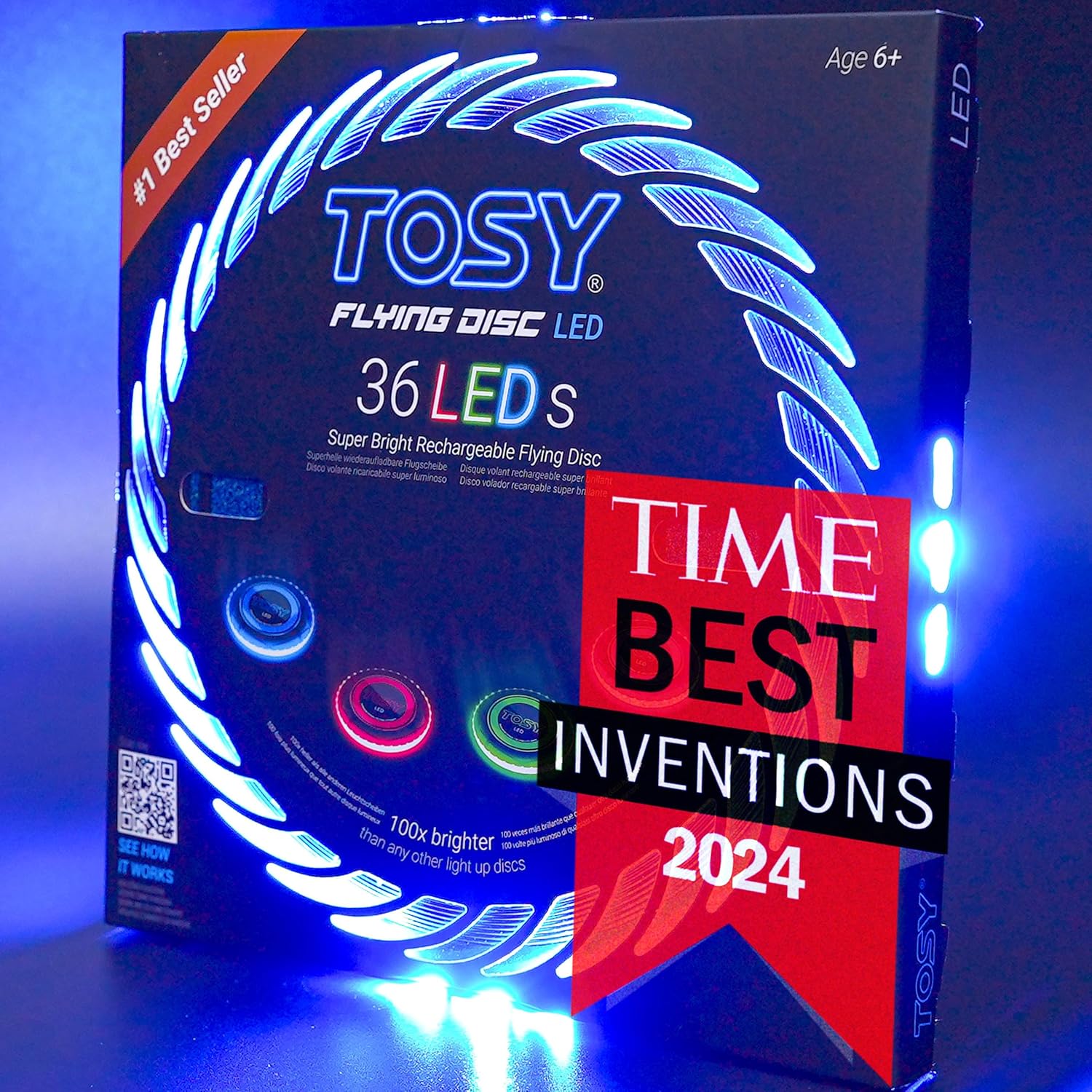 TOSY Flying Disc - 108 RGB Multicolor or 36 Monocolor LEDs, Super Bright, Smart Modes, Easter Basket Stuffers Gift, Camping Toy for Kid/Teen/Adult, Auto Light Up, Rechargeable, Waterproof, 175g Quick Pick Grocers