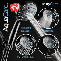Hotel Spa AquaCare High Pressure 8-mode Handheld Shower Head, Anti-clog Nozzles - Built-in Power Wash to Clean Tub, Tile & Pets, Extra Long 6 ft. Stainless Steel Hose, Wall & Overhead Brackets Quick Pick Grocers