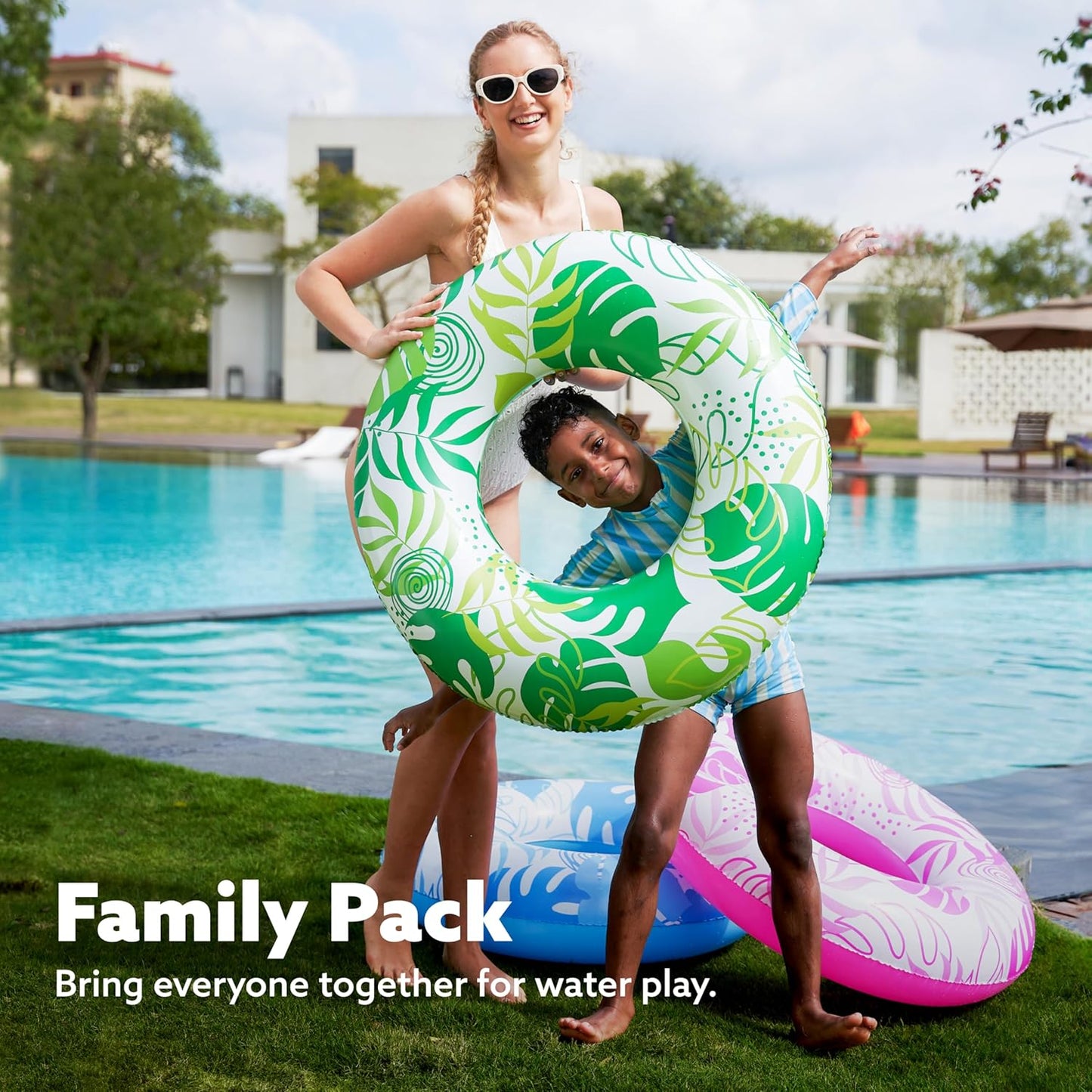 JOYIN 3 Pack Pool Floats, Pool Tube for Kids Swim Rings Inflatable Tubes, Floatie Ring Water Toys for Swimming, Summer Beach Party Quick Pick Grocers