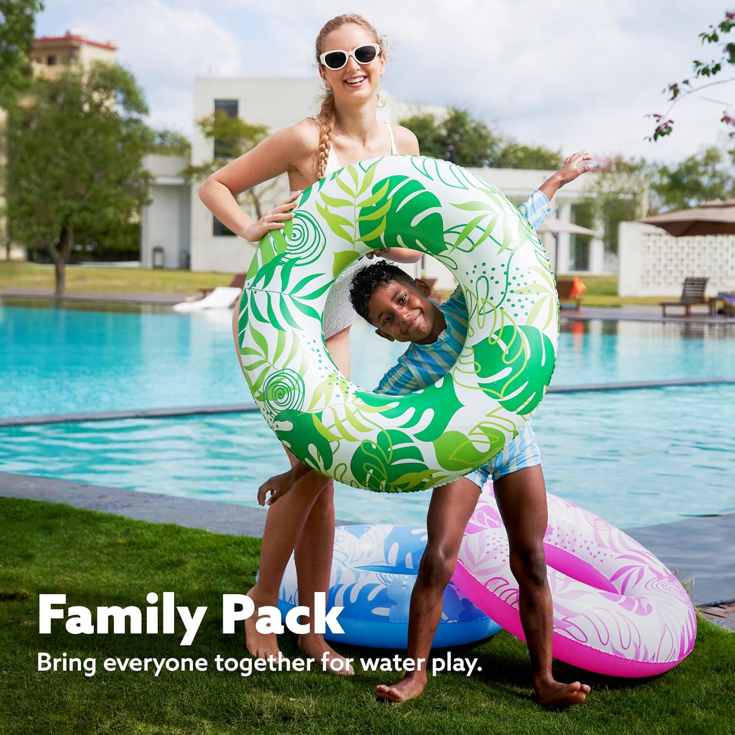 JOYIN 3 Pack Pool Floats, Pool Tube for Kids Swim Rings Inflatable Tubes, Floatie Ring Water Toys for Swimming, Summer Beach Party Quick Pick Grocers