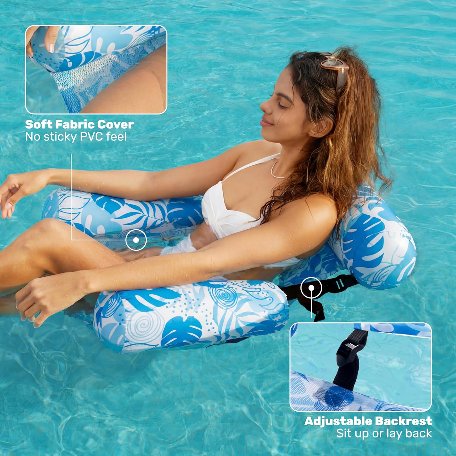 SLOOSH Inflatable Pool Floats Adult,2 Packs Floating Lounge Chairs,Blow up Pool Noodles for Adult Heavy Duty,Floating Chair for Party Summer Water Beach Lake Fun Quick Pick Grocers