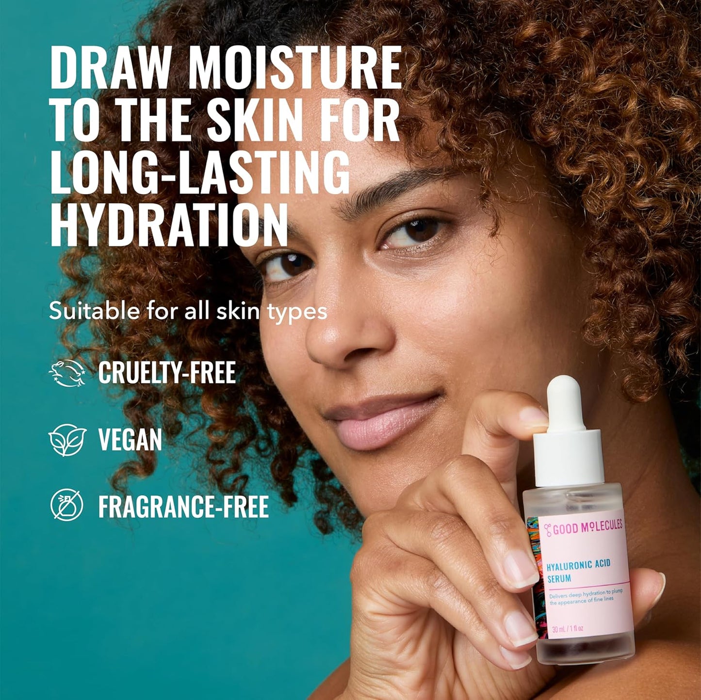 Good Molecules Hyaluronic Acid Serum - 1% Hyaluronic Acid Non-greasy Ultra Hydrating Serum, Facial Moisturizer for Plumper Skin, Skin Care for Face Quick Pick Grocers