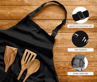 Utopia Kitchen 2 Pack Bib Apron, Adjustable with 2 Pockets, Water and Oil Resistant, Cooking Kitchen Chef Apron for Women Men Quick Pick Grocers