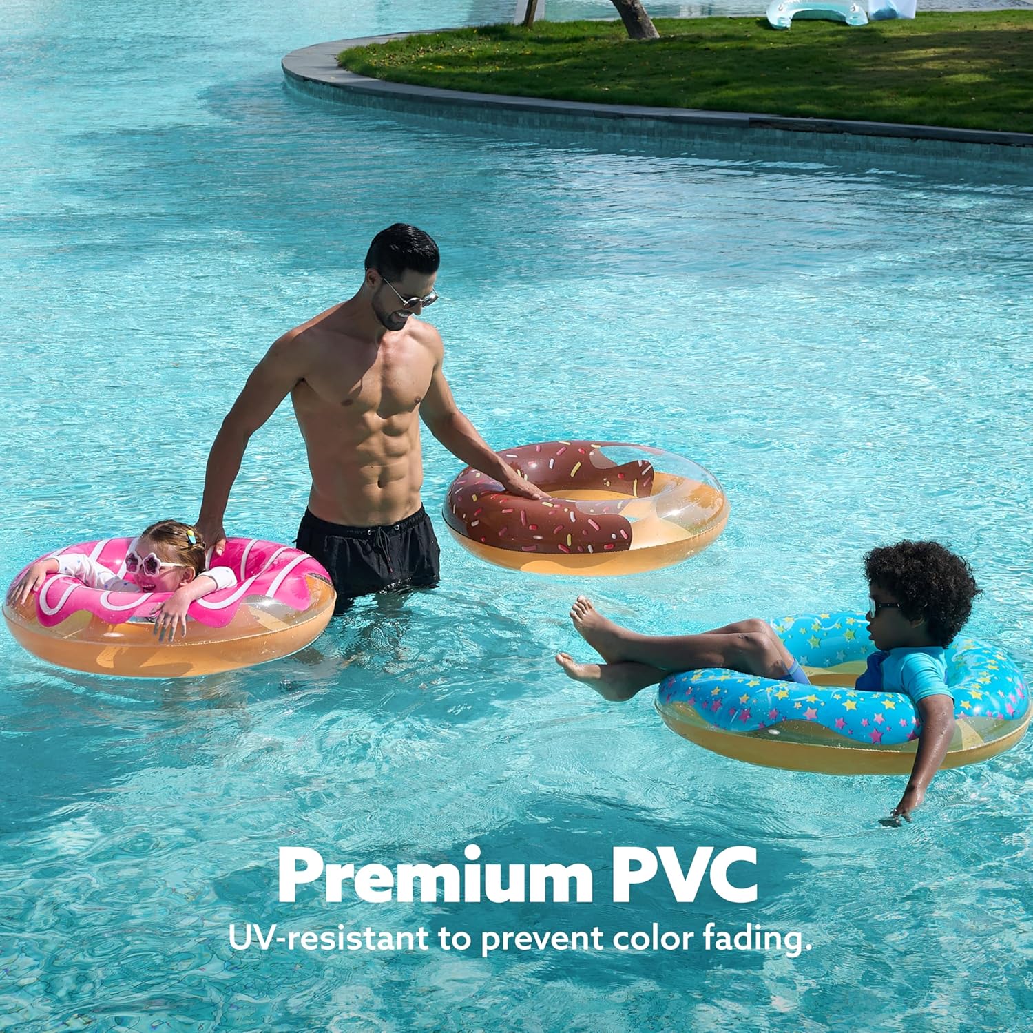 JOYIN 3 Pack Pool Floats, Pool Tube for Kids Swim Rings Inflatable Tubes, Floatie Ring Water Toys for Swimming, Summer Beach Party Quick Pick Grocers