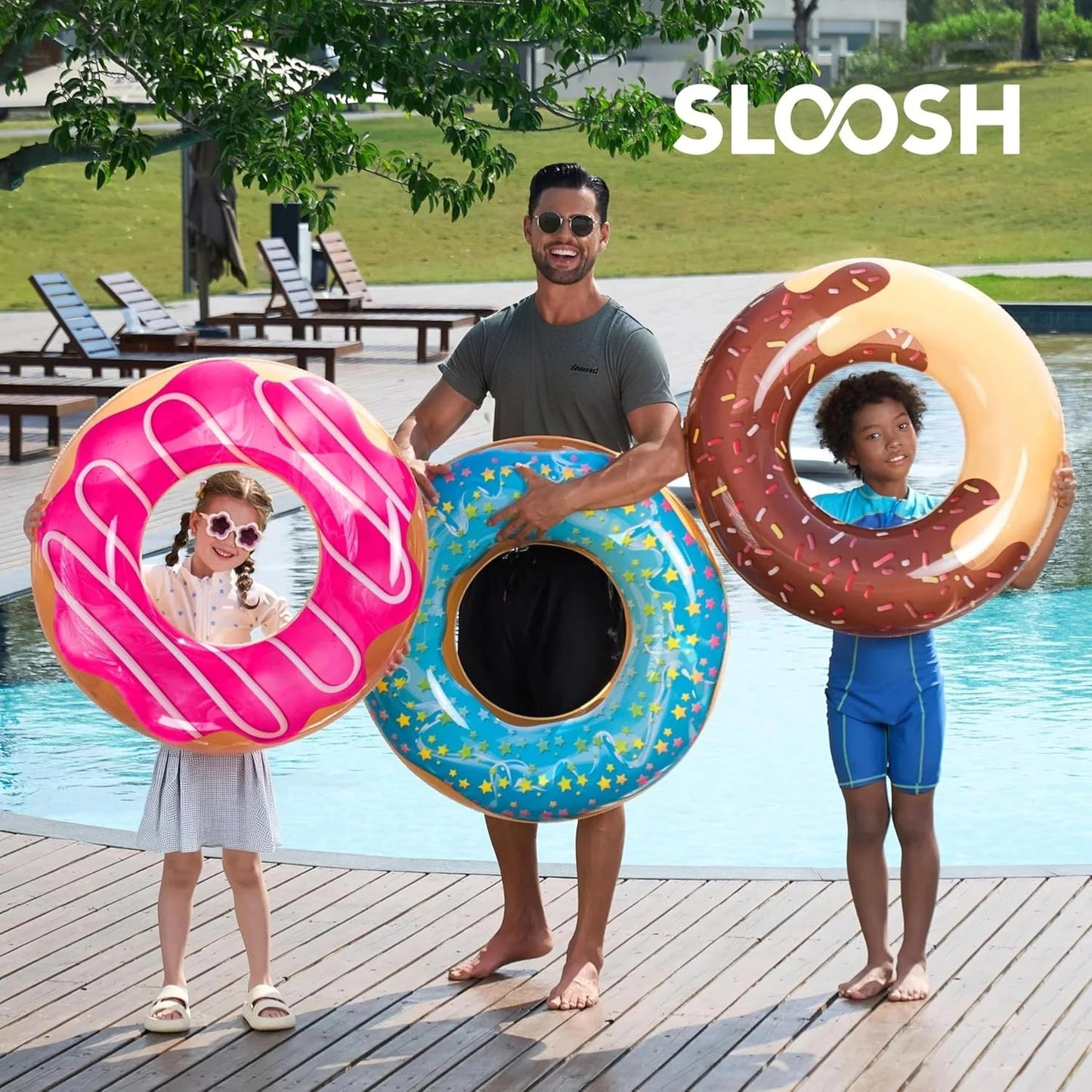 JOYIN 3 Pack Pool Floats, Pool Tube for Kids Swim Rings Inflatable Tubes, Floatie Ring Water Toys for Swimming, Summer Beach Party Quick Pick Grocers