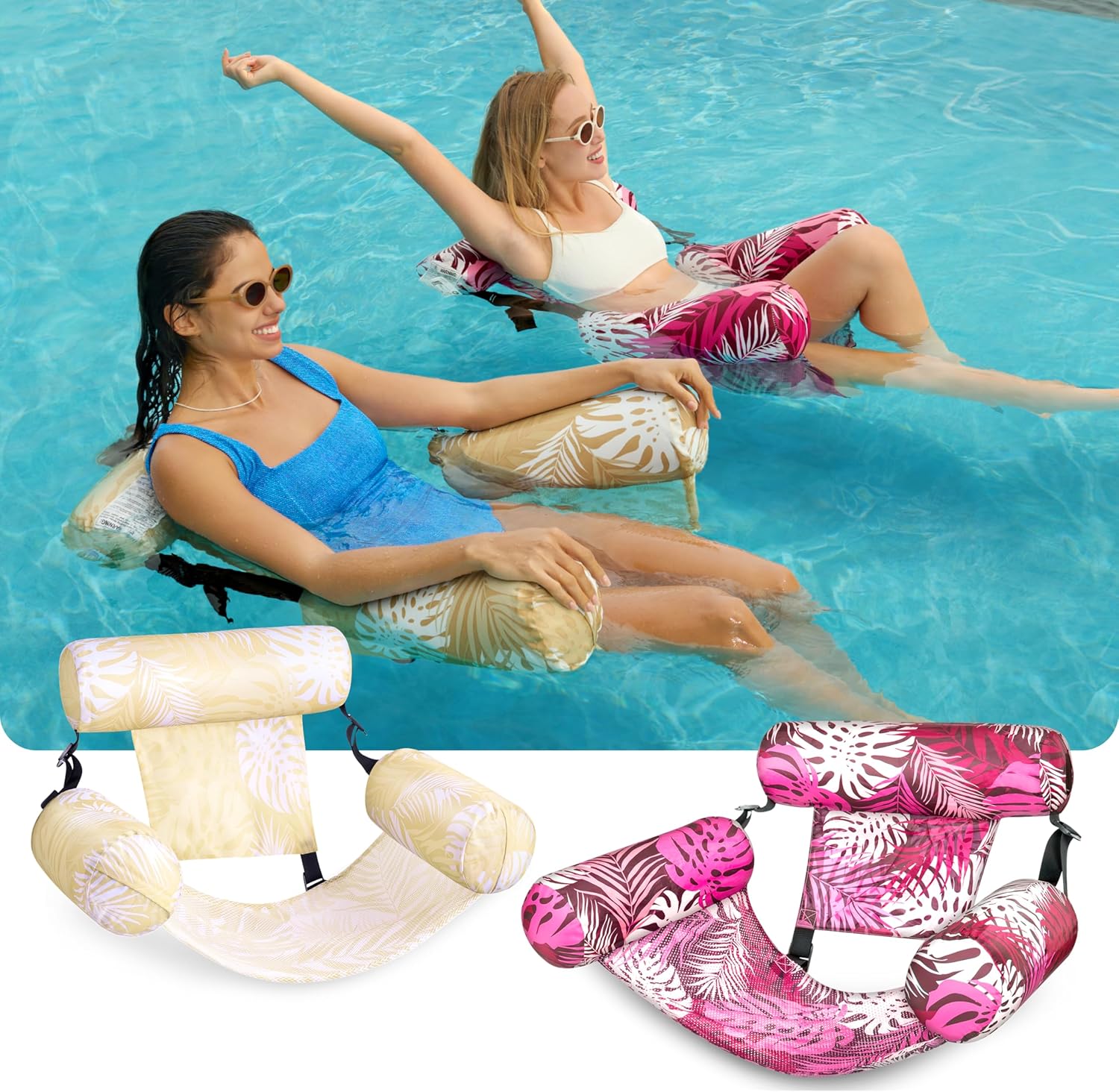 SLOOSH Inflatable Pool Floats Adult,2 Packs Floating Lounge Chairs,Blow up Pool Noodles for Adult Heavy Duty,Floating Chair for Party Summer Water Beach Lake Fun Quick Pick Grocers