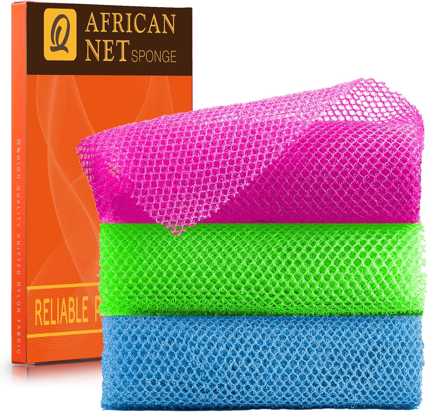 African Bath Sponge African Net Long Net Bath Sponge Exfoliating Shower Body Scrubber Back Scrubber Skin Smoother,Great for Daily Use Quick Pick Grocers
