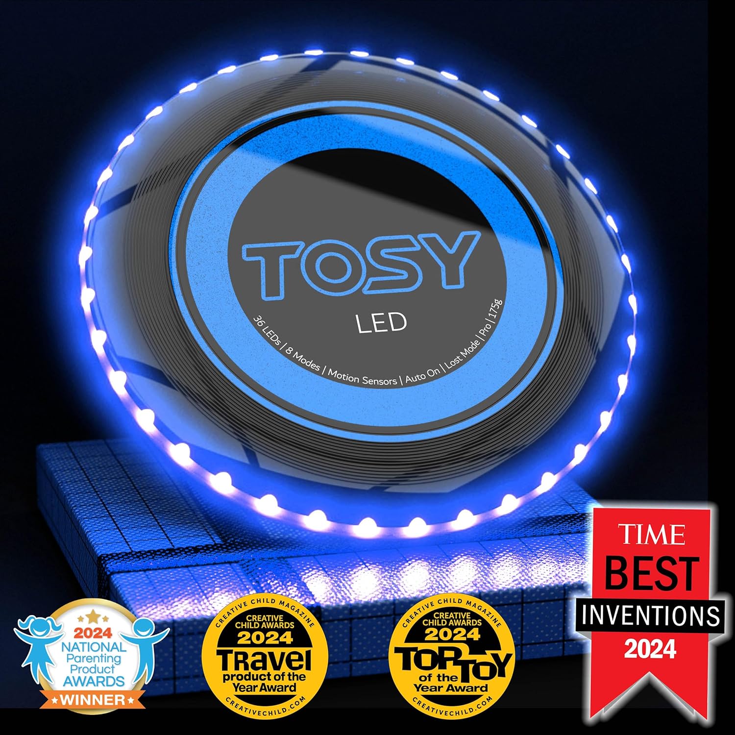 TOSY Flying Disc - 108 RGB Multicolor or 36 Monocolor LEDs, Super Bright, Smart Modes, Easter Basket Stuffers Gift, Camping Toy for Kid/Teen/Adult, Auto Light Up, Rechargeable, Waterproof, 175g Quick Pick Grocers
