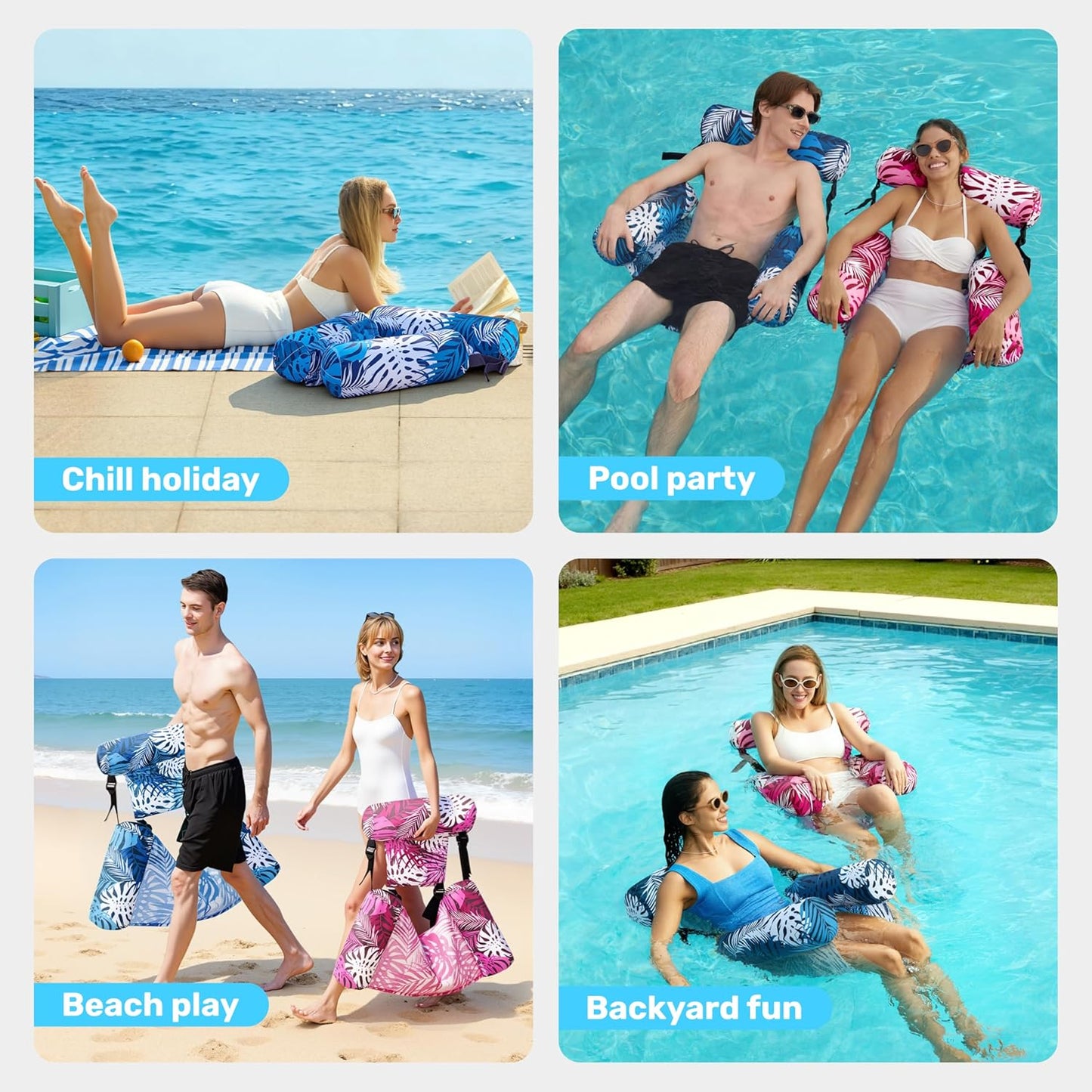 SLOOSH Inflatable Pool Floats Adult,2 Packs Floating Lounge Chairs,Blow up Pool Noodles for Adult Heavy Duty,Floating Chair for Party Summer Water Beach Lake Fun Quick Pick Grocers