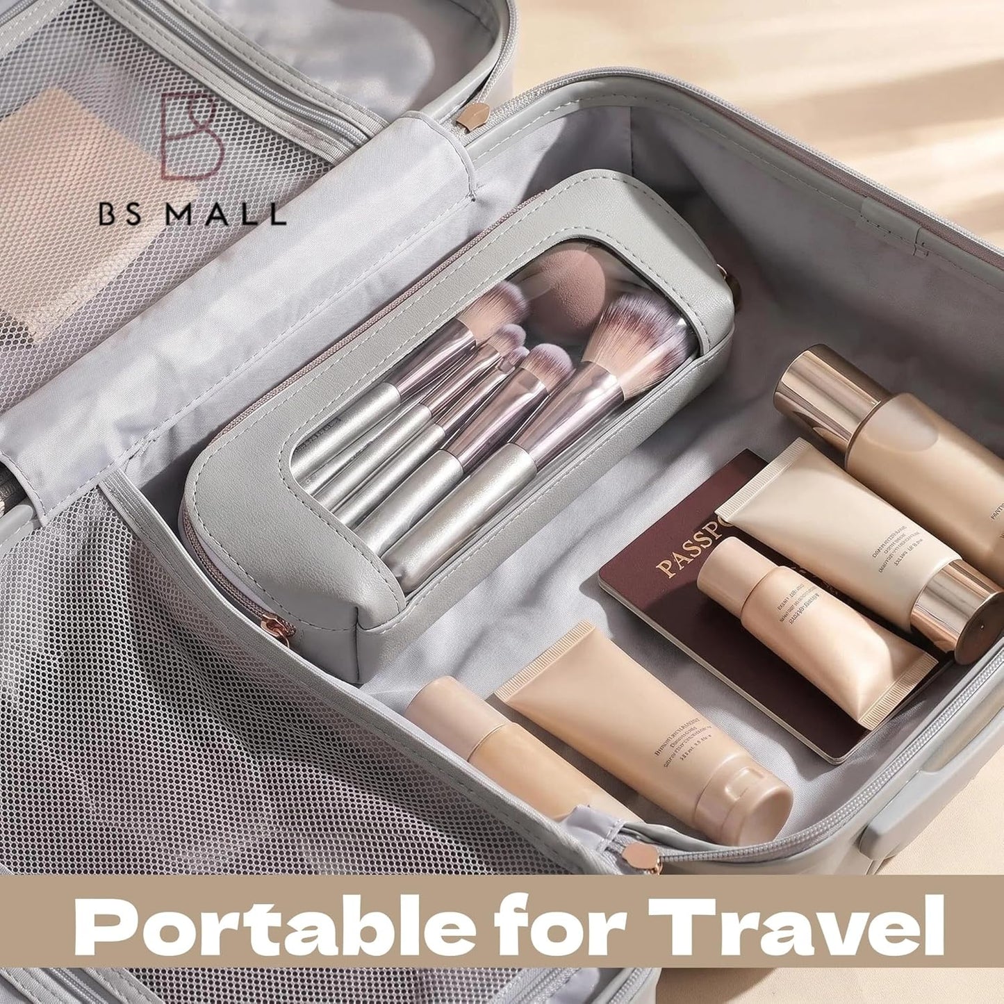 Travel Makeup Brush Set BS-MALL14 PCS Professional Makeup Brushes with Case & Sponge for Foundation, Concealer, Powder, Blush & Eyeshadow, Soft Synthetic Brush Kit for Women, Beginners & Travelers Quick Pick Grocers