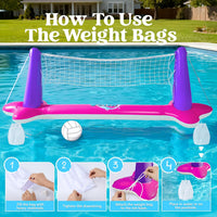JOYIN Inflatable Pool Float Set Volleyball Net & Basketball Hoops, Balls Included for Kids and Adults Swimming Game Toy, Summer Floaties, Volleyball Court |Basketball Quick Pick Grocers