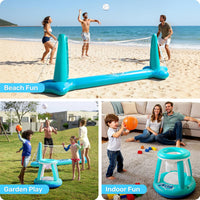 JOYIN Inflatable Pool Float Set Volleyball Net & Basketball Hoops, Balls Included for Kids and Adults Swimming Game Toy, Summer Floaties, Volleyball Court |Basketball Quick Pick Grocers