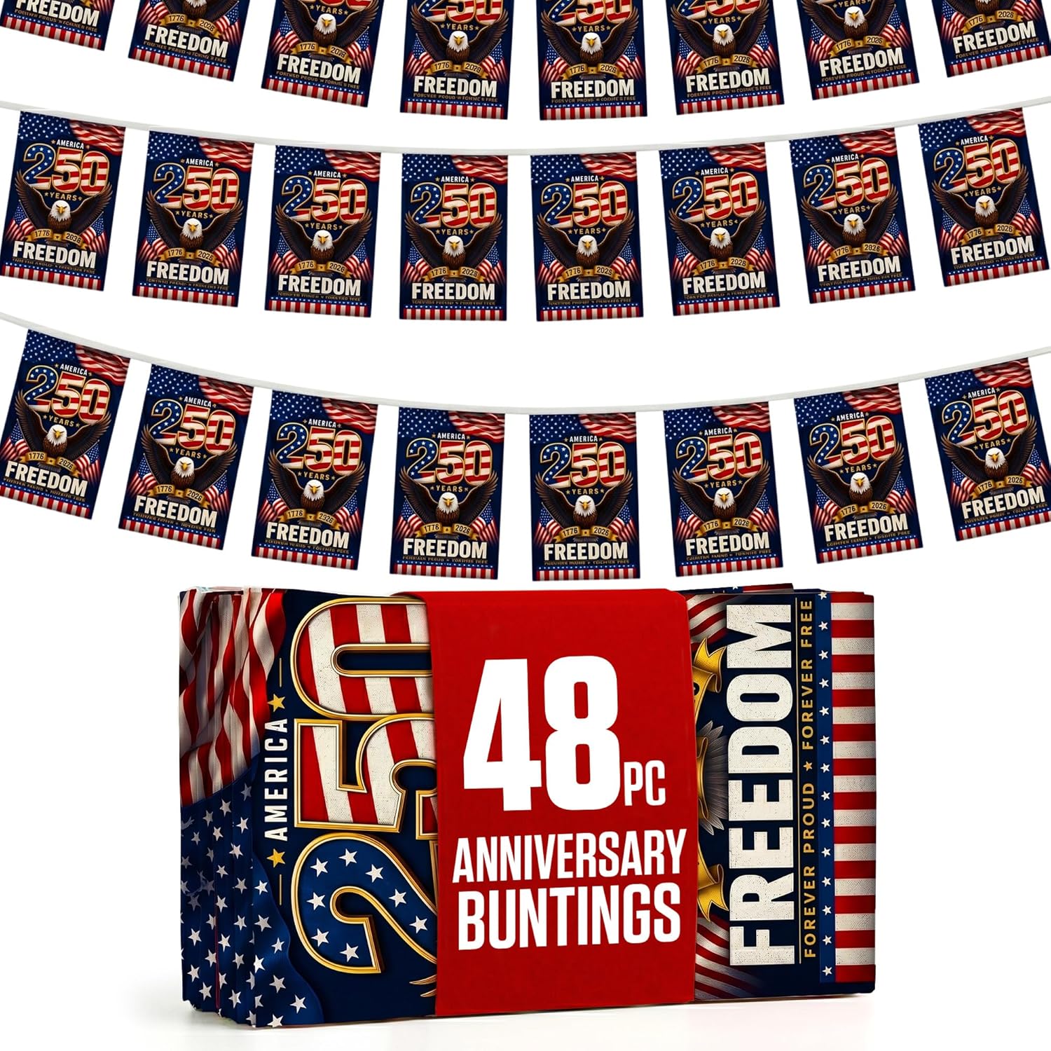 2026 World Cup Flag Bunting String, Double-Sided Polyester Rope 15m - Soccer tournament Bunting Banner for Party Decorations for Tournaments, Garden Streets & Pub Bar Quick Pick Grocers