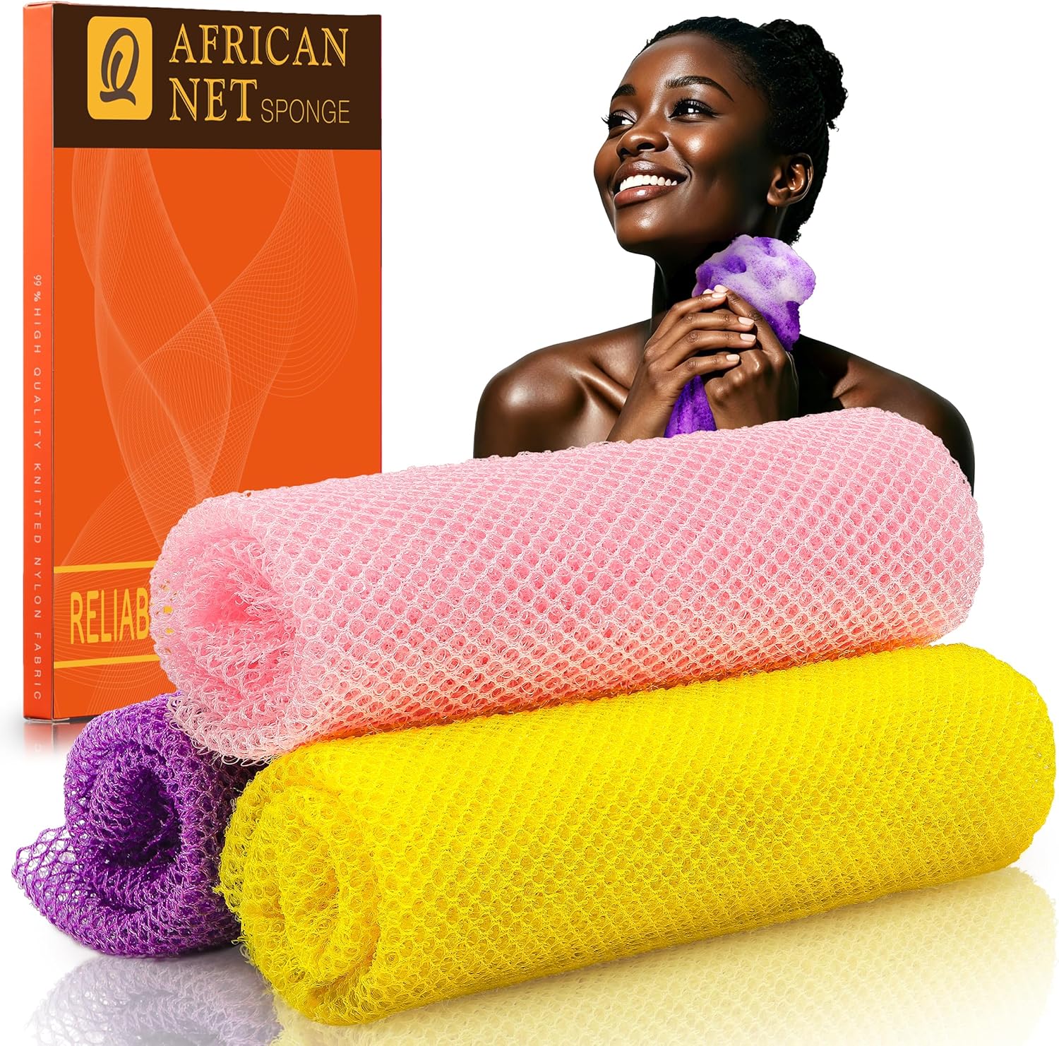 African Bath Sponge African Net Long Net Bath Sponge Exfoliating Shower Body Scrubber Back Scrubber Skin Smoother,Great for Daily Use Quick Pick Grocers