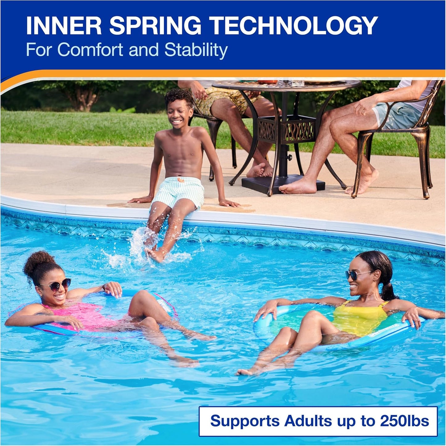 SwimWays Spring Float Premium Papasan Pool Lounger, Inflatable Pool Floats Adult with Fast Inflation for Ages 15 & Up Quick Pick Grocers