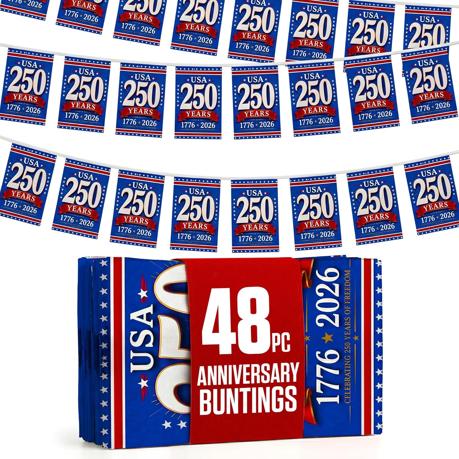 2026 World Cup Flag Bunting String, Double-Sided Polyester Rope 15m - Soccer tournament Bunting Banner for Party Decorations for Tournaments, Garden Streets & Pub Bar Quick Pick Grocers