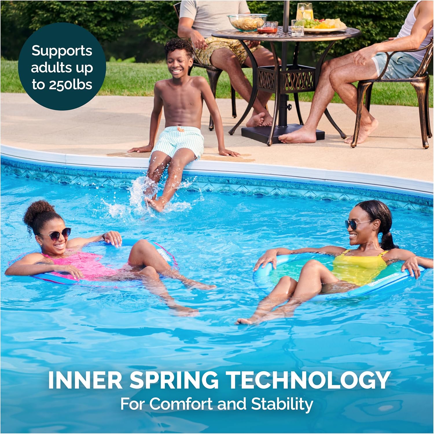 SwimWays Spring Float Premium Papasan Pool Lounger, Inflatable Pool Floats Adult with Fast Inflation for Ages 15 & Up Quick Pick Grocers