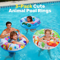 JOYIN 3 Pack Pool Floats, Pool Tube for Kids Swim Rings Inflatable Tubes, Floatie Ring Water Toys for Swimming, Summer Beach Party Quick Pick Grocers