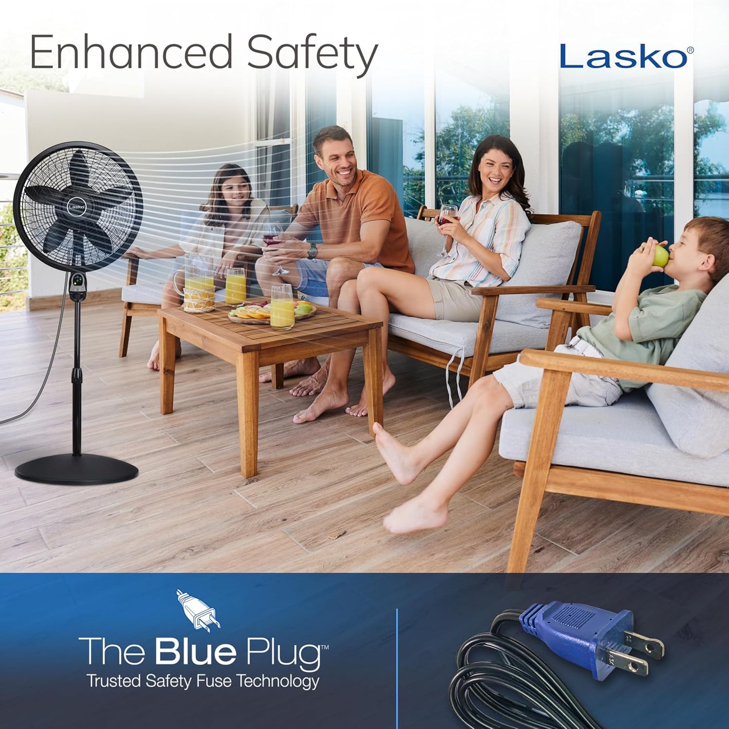 Lasko Oscillating Cyclone Pedestal Fan with Remote Control - Cooling Standing Fan for Bedroom, Living Room, and Home Office - Adjustable Height - 3 Quiet Speeds - 1843 - 18" Blade Diameter - Black Quick Pick Grocers