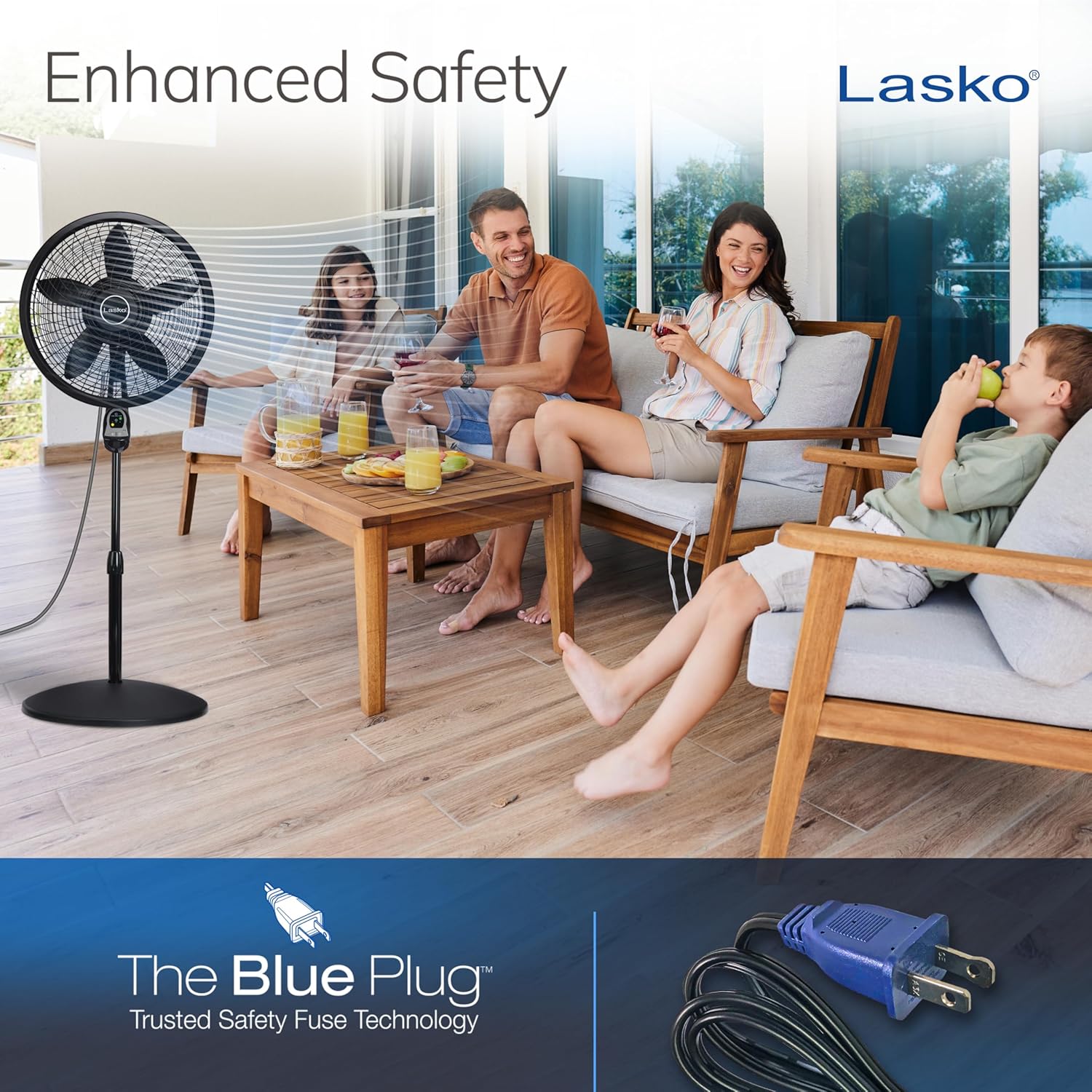 Lasko Oscillating Cyclone Pedestal Fan with Remote Control - Cooling Standing Fan for Bedroom, Living Room, and Home Office - Adjustable Height - 3 Quiet Speeds - 1843 - 18" Blade Diameter - Black Quick Pick Grocers