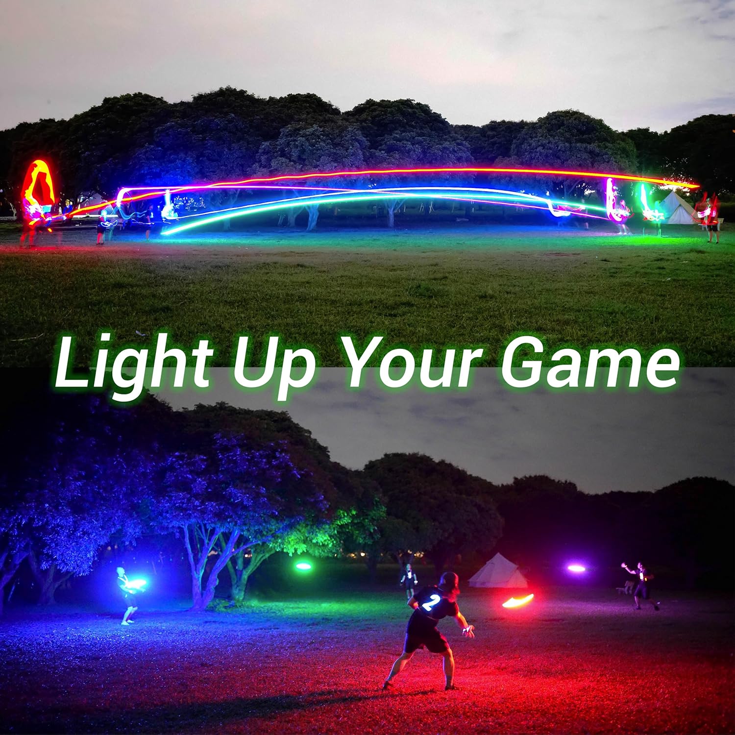 TOSY Flying Disc - 108 RGB Multicolor or 36 Monocolor LEDs, Super Bright, Smart Modes, Easter Basket Stuffers Gift, Camping Toy for Kid/Teen/Adult, Auto Light Up, Rechargeable, Waterproof, 175g Quick Pick Grocers