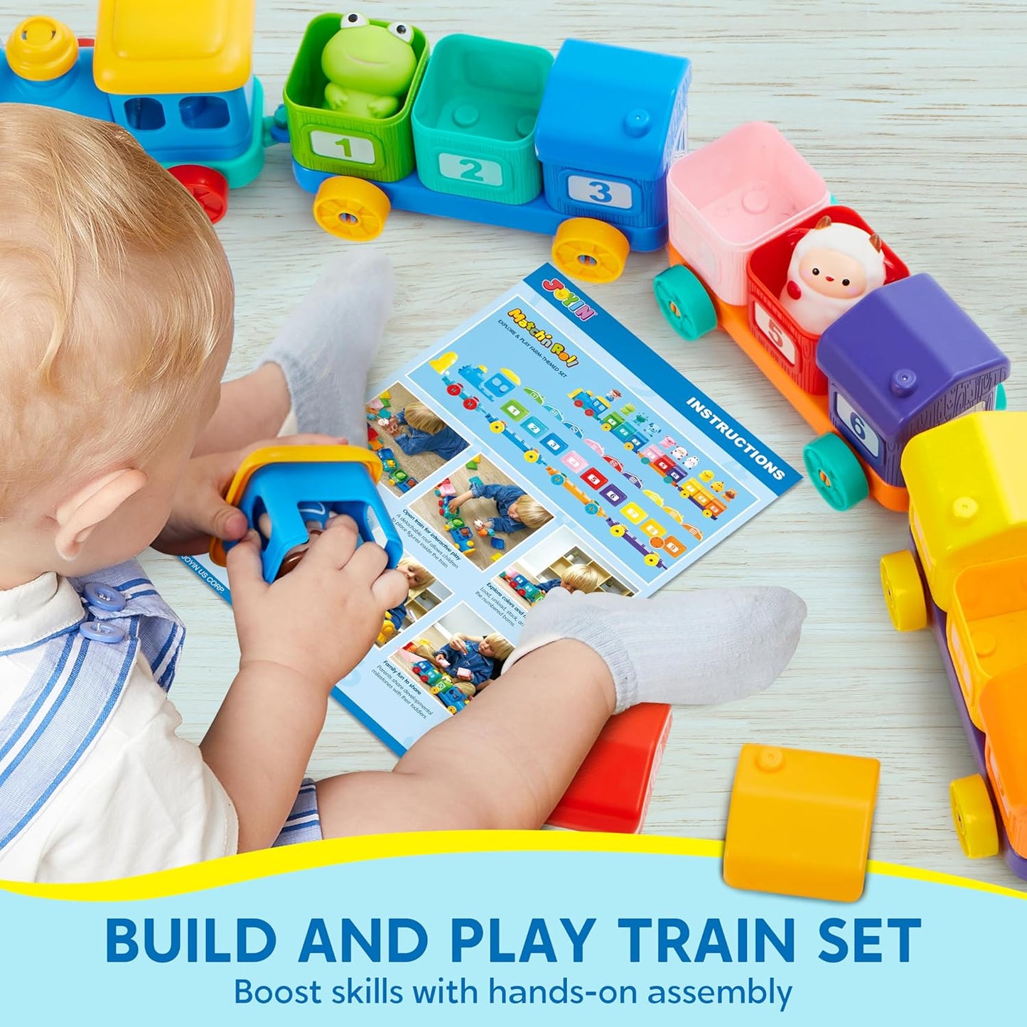 Play-Act Learning Toy for Toddlers 1 2 3 Years Old, Counting, Matching & Sorting Montessori Learning Farm Train Including 9 Farm Animals, Birthday Gift for Baby Boys Girls Quick Pick Grocers