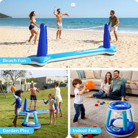 JOYIN Inflatable Pool Float Set Volleyball Net & Basketball Hoops, Balls Included for Kids and Adults Swimming Game Toy, Summer Floaties, Volleyball Court |Basketball Quick Pick Grocers