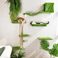 FUKUMARU Cat Wall Shelves, Stable & Safe 4 in 1 Cat Walls Furniture Set, Wooden Kitten Climbing Wall with Scratching Post for 16 Inch Drywall Quick Pick Grocers
