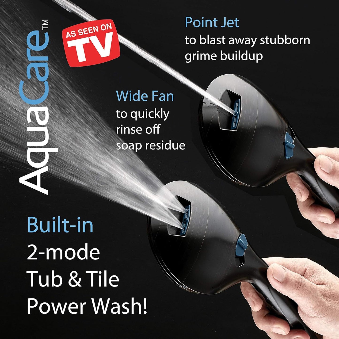 Hotel Spa AquaCare High Pressure 8-mode Handheld Shower Head, Anti-clog Nozzles - Built-in Power Wash to Clean Tub, Tile & Pets, Extra Long 6 ft. Stainless Steel Hose, Wall & Overhead Brackets Quick Pick Grocers