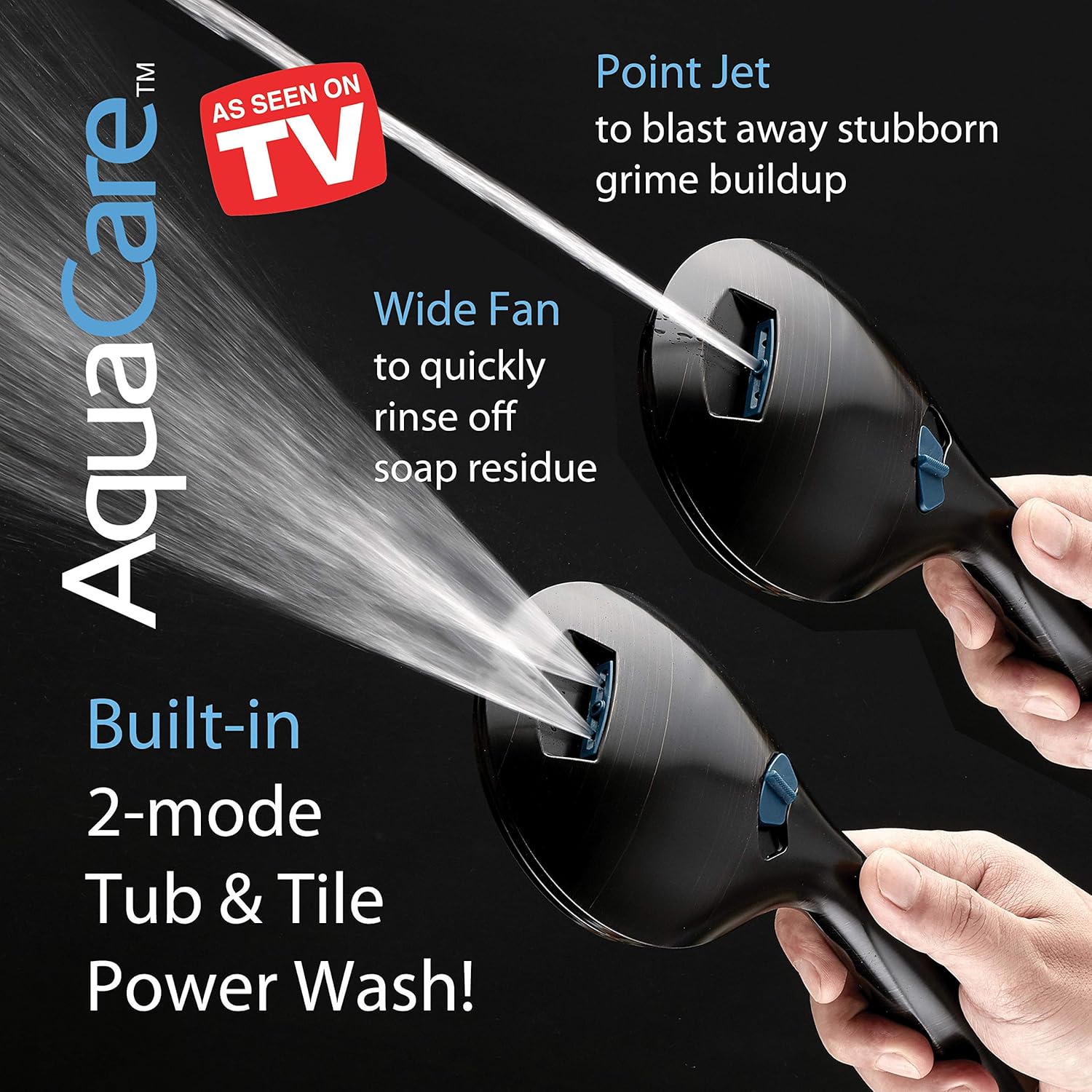 Hotel Spa AquaCare High Pressure 8-mode Handheld Shower Head, Anti-clog Nozzles - Built-in Power Wash to Clean Tub, Tile & Pets, Extra Long 6 ft. Stainless Steel Hose, Wall & Overhead Brackets Quick Pick Grocers