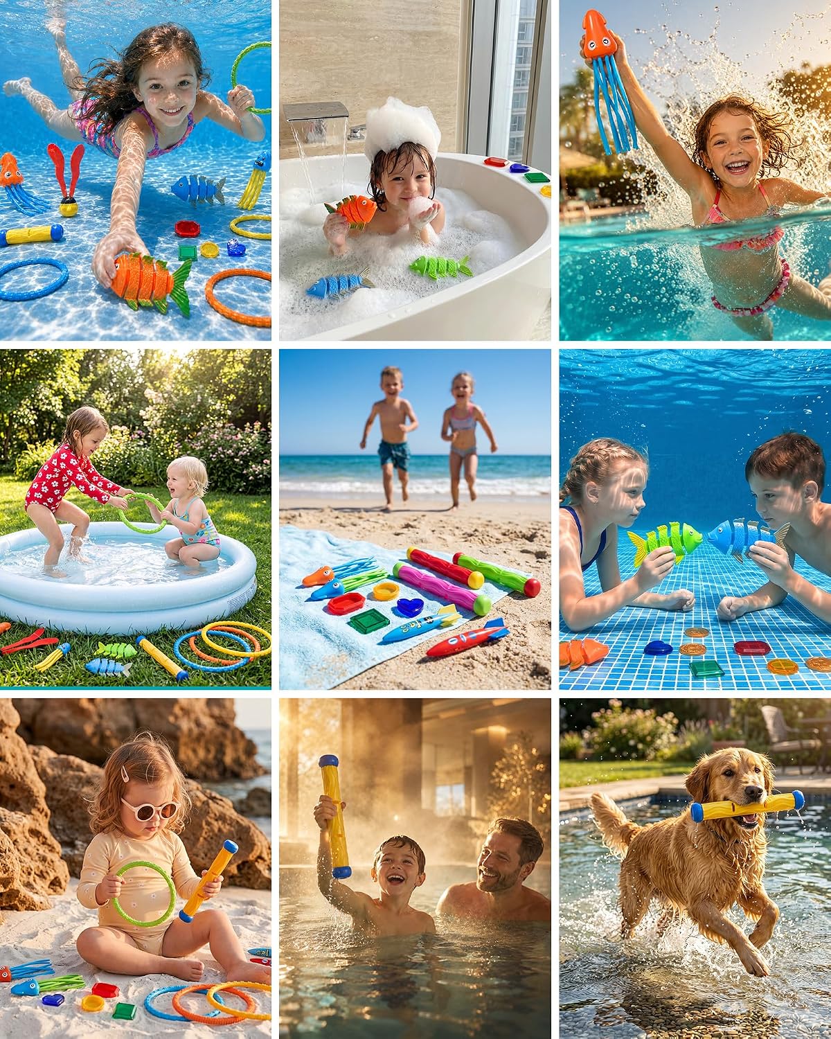 Click to see full view 31Pcs Swim Dive Toys Pool Games Outdoor Water Essential Bath Accessories for Kid Toddler Baby Toy Age 3 4 5 6 7 8 9 10 11 12 Year Old Cool Girl Boy Stuff Fun Summer Gift Quick Pick Grocers