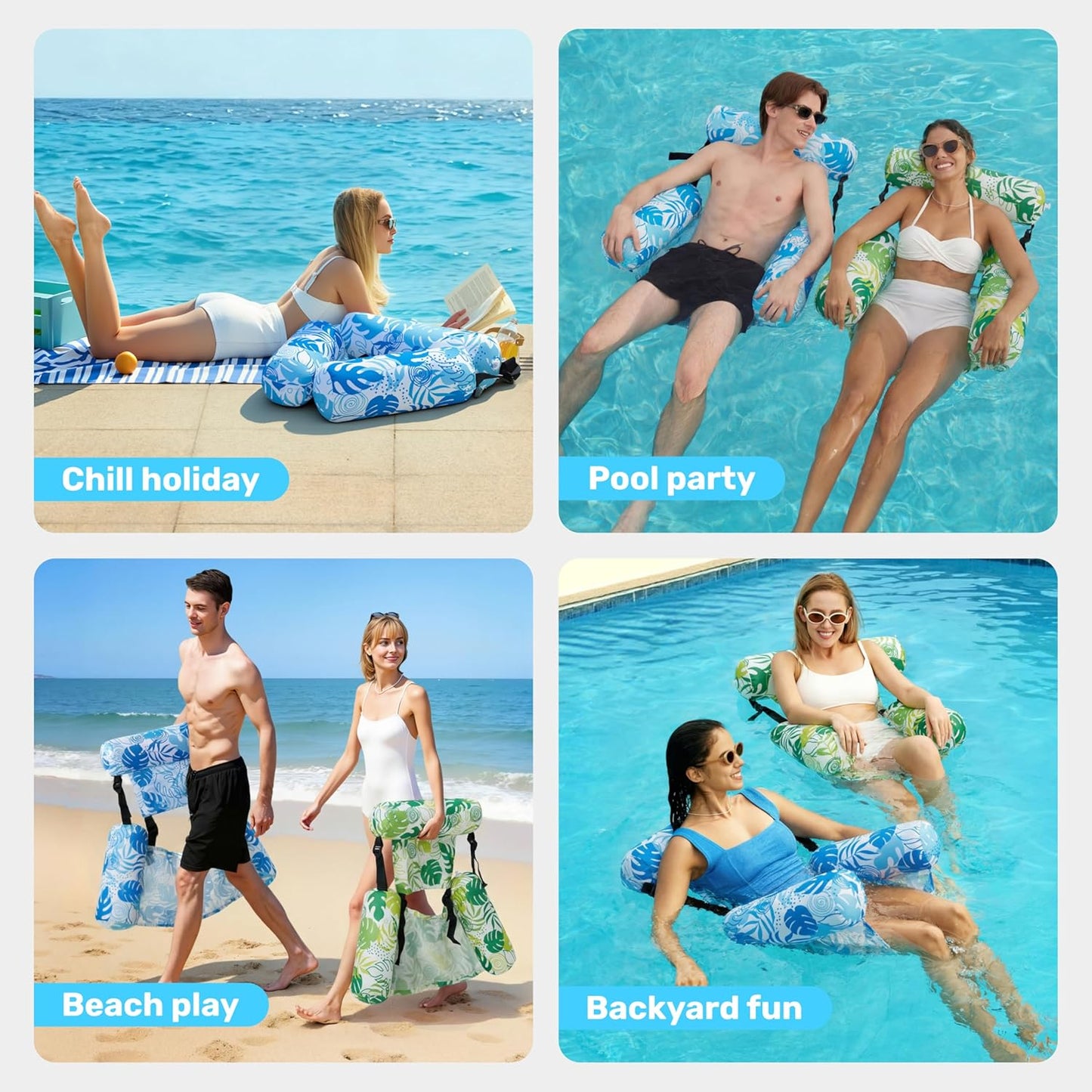 SLOOSH Inflatable Pool Floats Adult,2 Packs Floating Lounge Chairs,Blow up Pool Noodles for Adult Heavy Duty,Floating Chair for Party Summer Water Beach Lake Fun Quick Pick Grocers
