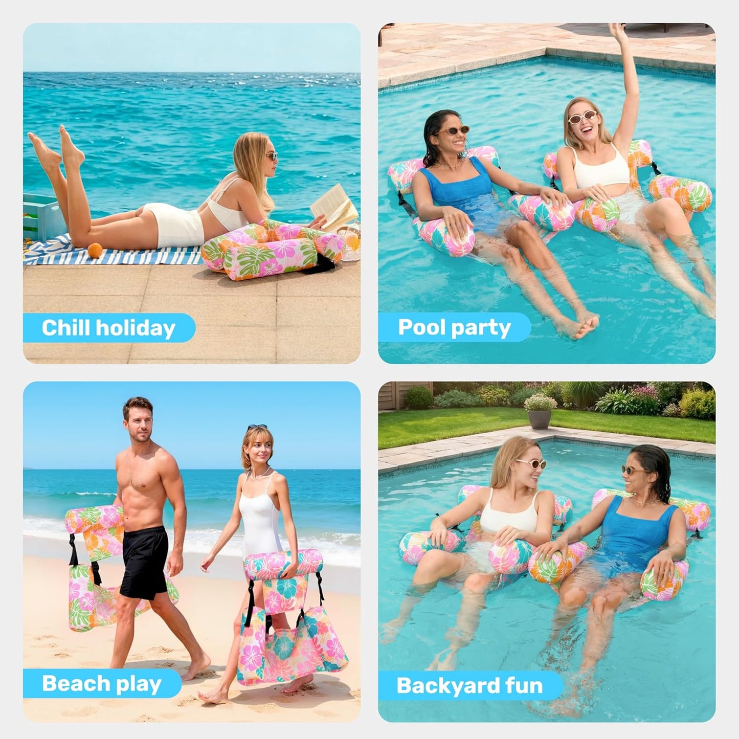 SLOOSH Inflatable Pool Floats Adult,2 Packs Floating Lounge Chairs,Blow up Pool Noodles for Adult Heavy Duty,Floating Chair for Party Summer Water Beach Lake Fun Quick Pick Grocers
