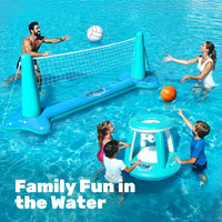 JOYIN Inflatable Pool Float Set Volleyball Net & Basketball Hoops, Balls Included for Kids and Adults Swimming Game Toy, Summer Floaties, Volleyball Court |Basketball Quick Pick Grocers