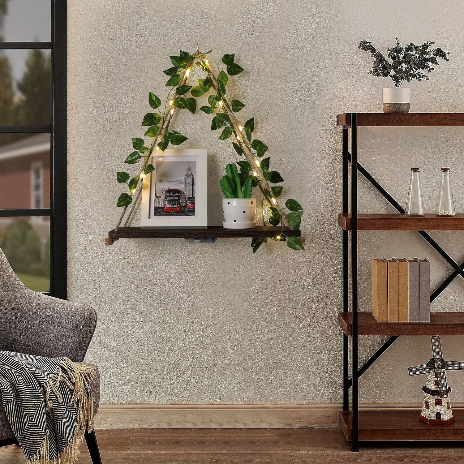Forest Angle Shelf for Wall,Floating Shelves,Floating Shelves for Wall No Drilling,Adhesive Shelves,Command Strip Shelf,Room Decor Aesthetic,Plant Shelf Wall,Whimsical Decor,2-Piece Set Quick Pick Grocers