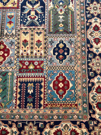 Hand-Knotted Afghani Bakhtiari Garden Rug | 6'9" x 9'10" Wool Area Rug