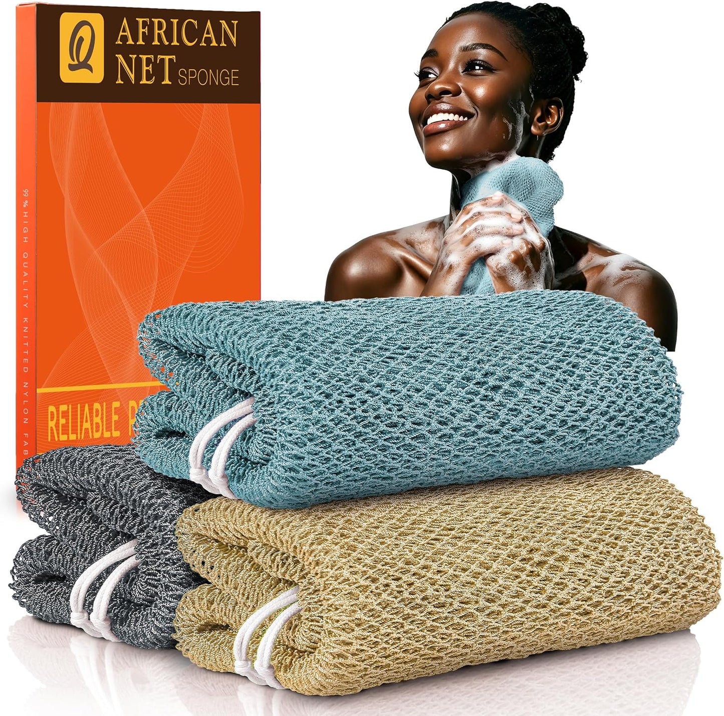 African Bath Sponge African Net Long Net Bath Sponge Exfoliating Shower Body Scrubber Back Scrubber Skin Smoother,Great for Daily Use Quick Pick Grocers