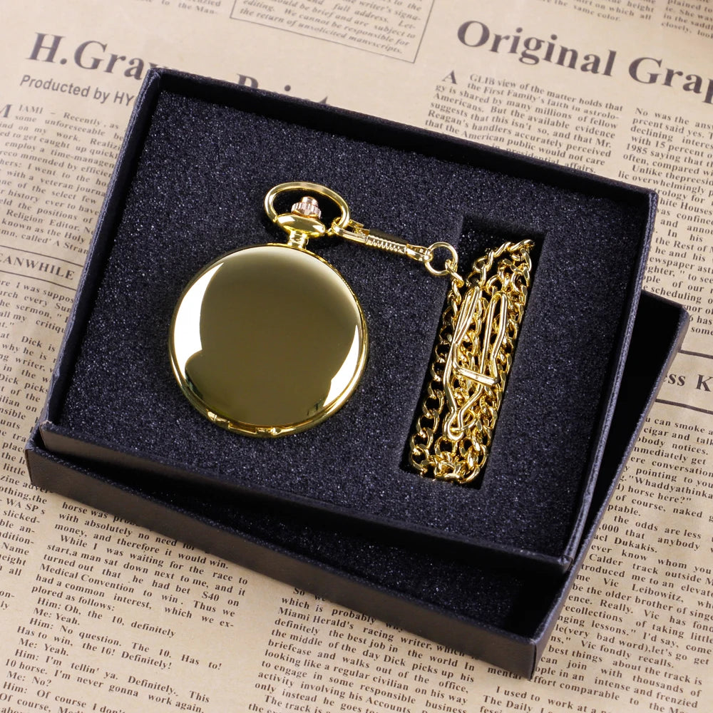 Luxury Gold Quartz Pocket Watch Gift Box Set For Family Fashion Casual Necklace Pendant Unisex Pocket&Fob Chain Watches with Box Quick Pick Grocers