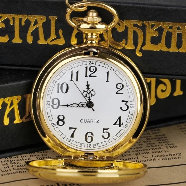 Luxury Gold Quartz Pocket Watch Gift Box Set For Family Fashion Casual Necklace Pendant Unisex Pocket&Fob Chain Watches with Box Quick Pick Grocers