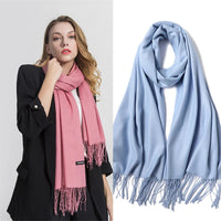 2022 Fashion Winter Women Scarf Thin Shawls and Wraps Lady Solid Female Hijab Stoles Long Cashmere Pashmina Foulard Head Scarves Quick Pick Grocers