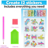12 Create Big Gem Diamond Painting Sticker Kit Art Craft Girls Boys Unicorn Animal Sealife Magical Mosaic Dot Sticky Toys Gifts Econic Blanks