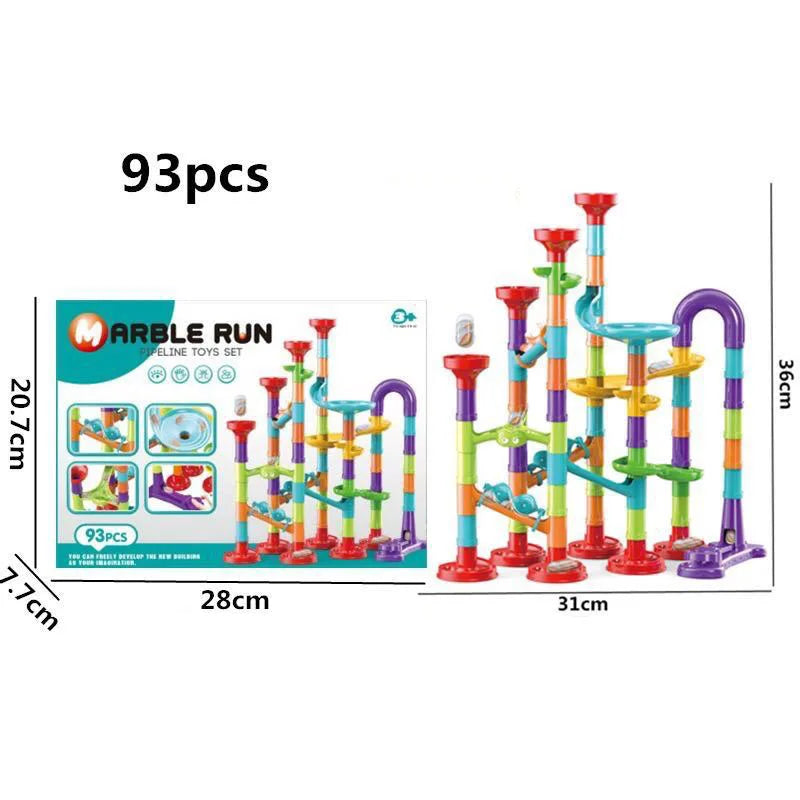 Marble Run Race Track Building Blocks Kids 3D Maze Ball Roll Toy DIY Marble Run Race Coaster Set 80/105/109/133pc Christmas Gift Purest Peak