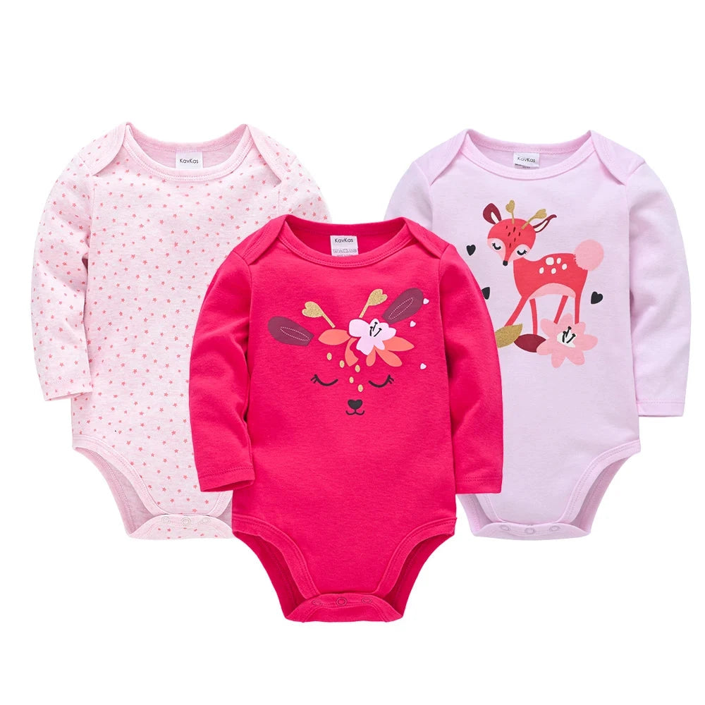 6 PCS 3 PCS Kavkas Baby Boys Girls Bodysuit Long Sleeve 100% Cotton Baby Clothes 0-12 months Newborn body bebe Jumpsuit Clothing Econic Blanks