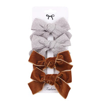 4Pcs/set Leopard Dot Print Bowknot Hair Bow Clips Baby Girls Lace Cotton Linen Barrettes Safety Hairpins Headwear Accessories Purest Peak