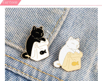 20 Styles Cute Cats collection Enamel Pins Dried Fish Bag Brooch Cartoon Animal Badges Denim Lapel Jewelry Gift for Kids Friends Quick Pick Grocers